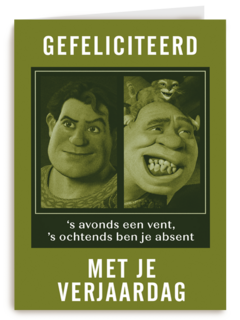 Shrek verjaardagskaart savonds een vent