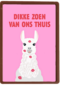 dikke zoen van ons thuis alpaca