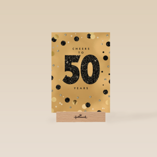 Verjaardagskaart leeftijden man vrouw 50 goud met stippen