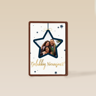 nieuwjaar fotokaart ster kader aanpasbare tekst