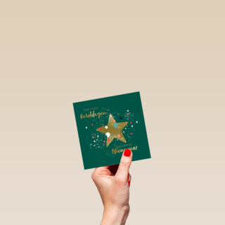 Kerstkaart groen gouden ster