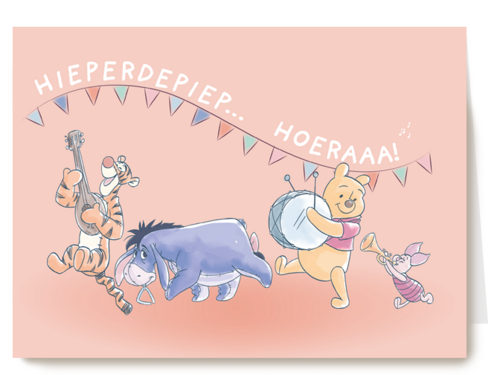 winnie de poeh hieperdepiep hoeraaa kaart