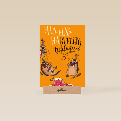verjaardagskaart hahaha hartelijk gefeliciteerd