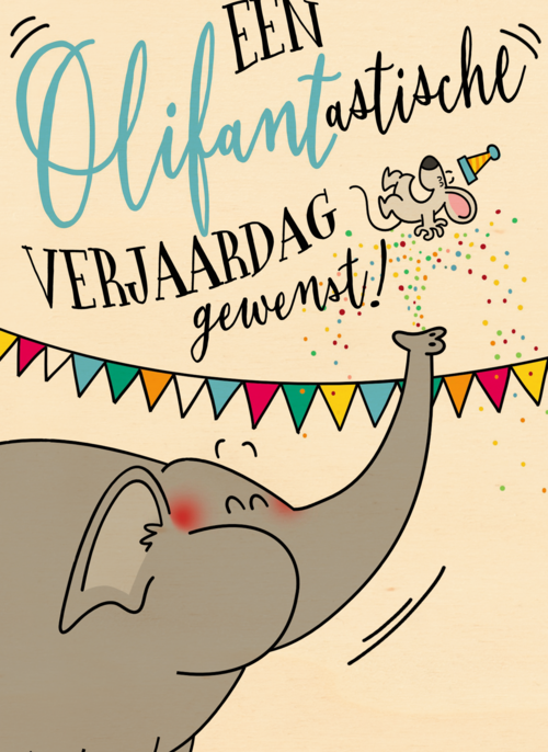 verjaardagskaart een olifantastische verjaardag gewenst