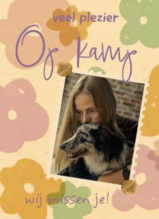 Veel plezier op kamp fotokaart bloemen