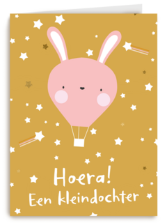 Hoera een kleindochter Roze konijn ballon
