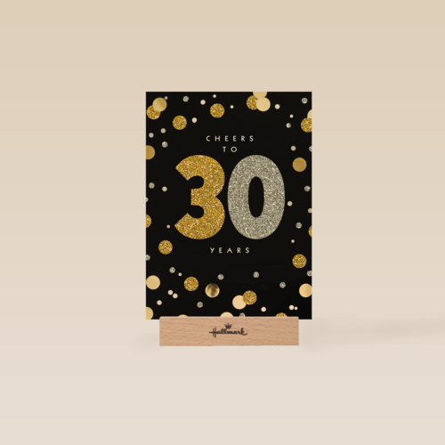 Verjaardagskaart leeftijden Cheers to 30 years zilver goud zwart