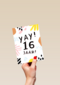 Verjaardagskaart Tiener jongen meisje 16 jaar yay