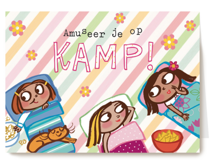 op kamp kaart voor meisjes amuseer je op kamp