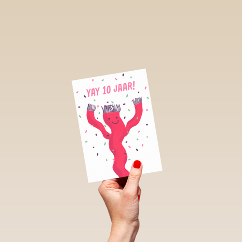 Een feestelijke kaart voor een 10 jarige
