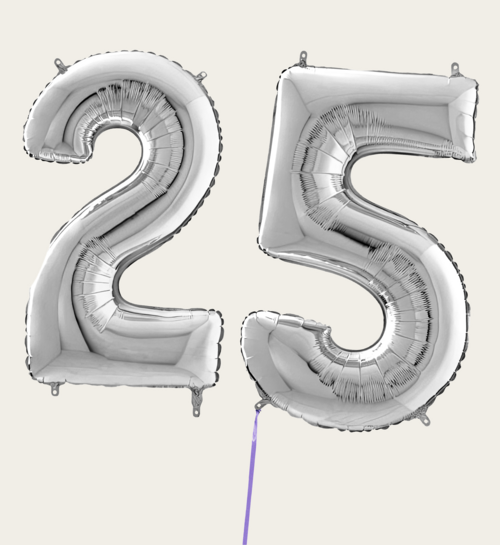 Cijferballon 25 Jaar Zilver XL