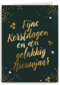kerstkaart met gouden tekst op groen
