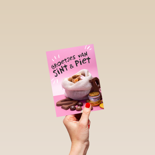 Sinterklaaskaart Groetjes van Sint en piet Snoepgoed