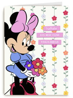 Minnie Mouse Hele fijne verjaardag bloemen