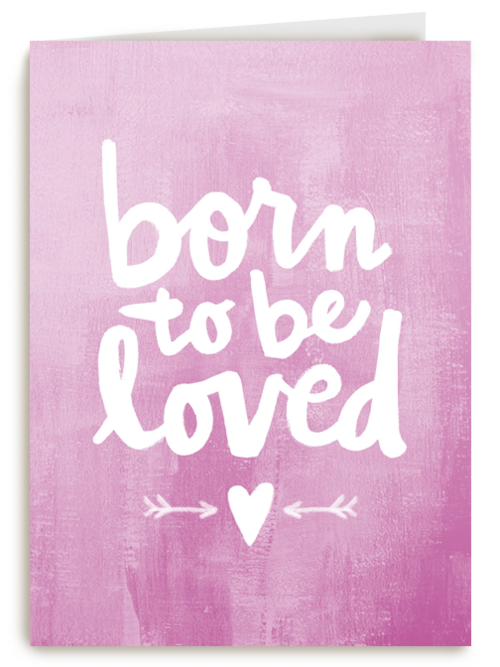 geboortekaartje born to be loved roze