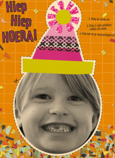 verjaardag kaart kids meisje feestmuts