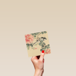 studio art kaart van schilderij bloemen en vogel blanco