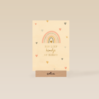 een lief kindje op komst met regenboog