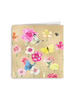Kaart flowers by Marjolein Bastin goud vlinders blanco