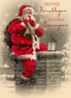 kerst top 10 kaart kerstman op een schoorsteen