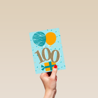 verjaardagskaart 100 jaar met ballonnen