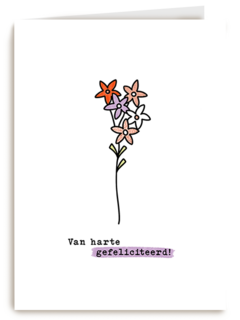 Verjaardagskaart Van Harte Gefeliciteerd Bloemetjes