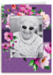 fotokaart staand paars met bloemen