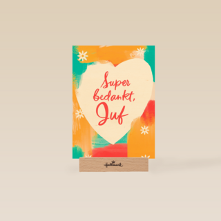 super bedankt juf met deze kaart met hart