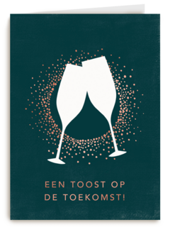 Kerstkaart zakelijk Champagneglazen