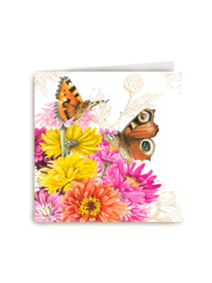 Kaart flowers by Marjolein Bastin vlinders roze geel