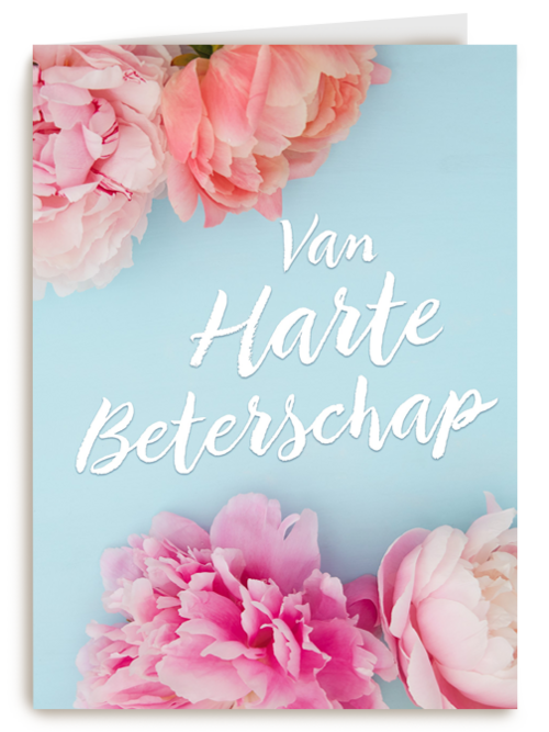 Beterschapskaart Foto met bloemen Van harte beterschap