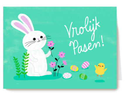 Vrolijk Pasen Konijn Kuiken