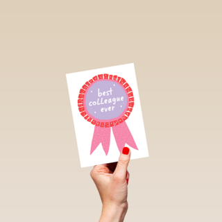 Bedankt kaart thuiswerken best collegue ever roze