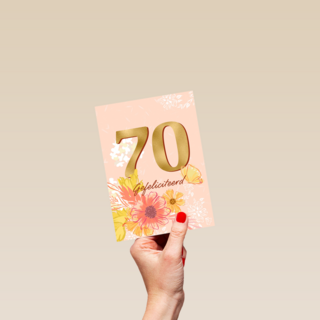 Verjaardagskaart 70 met bloemen