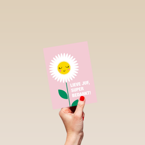 Bedanktkaart juf Lieve juf super bedankt bloem