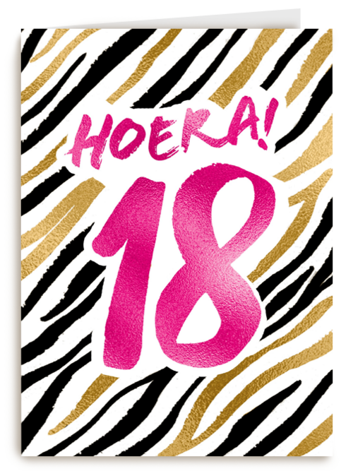 Verjaardagskaart Hoera 18 meisje vrouw
