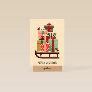 kerstkaart hip slee met cadeautjes folio