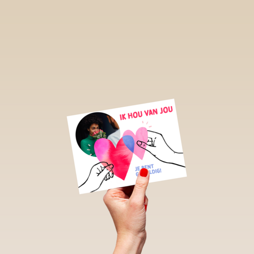 Ik hou van jou fotokaart hartjes