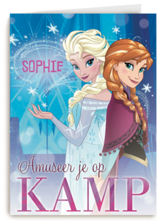 op kamp kaart met de mooie anna en elsa