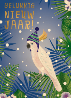 nieuwjaarskaart gelukkig nieuwjaar kaketoe