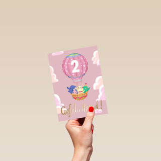 Verjaardagskaart meisje roze leeftijd