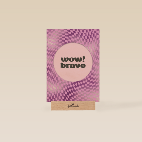 complimentkaart wow bravo met paarse ruitjes