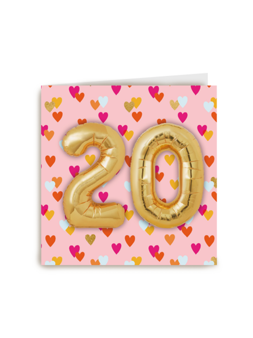 ballonnen voor je 20ste verjaardag met veel hartjes