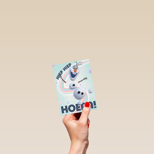 Frozen verjaardagskaart Olaf hiep hiep hoera