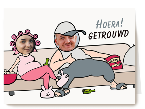 Pas getrouwd kaart couch potatoes