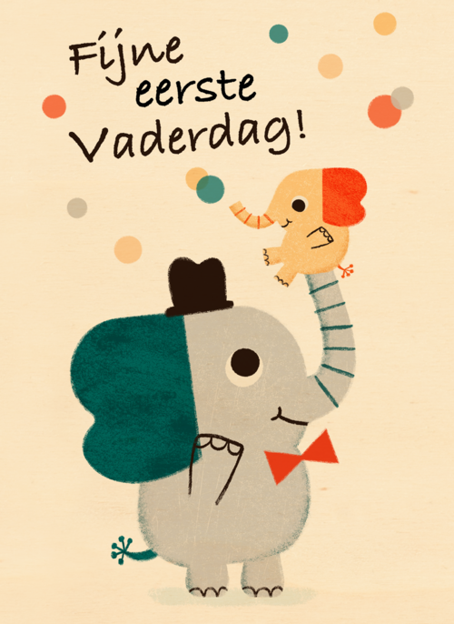Vaderdagkaart olifantjes eerste Vaderdag