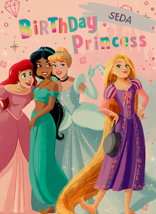 Birthday princess verjaardagskaart Disney prinses