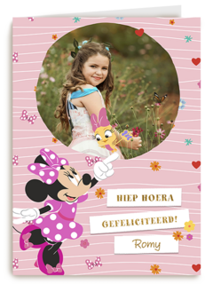 Minnie Mouse Hiep Hoera Fotokaart