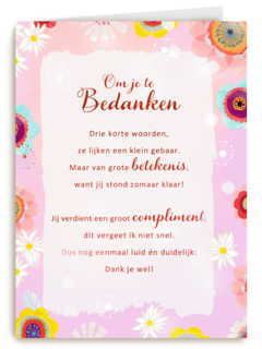 Bedankkaart Groot compliment More than words