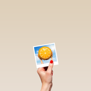 Beterschapskaart Sinaasappel ballon Polaroid